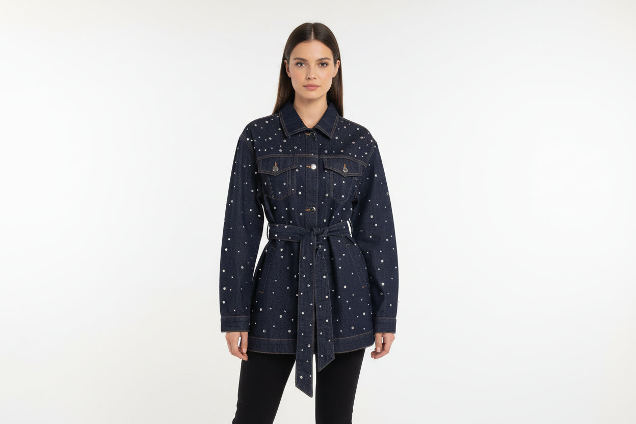 Giacca jeans con borchie