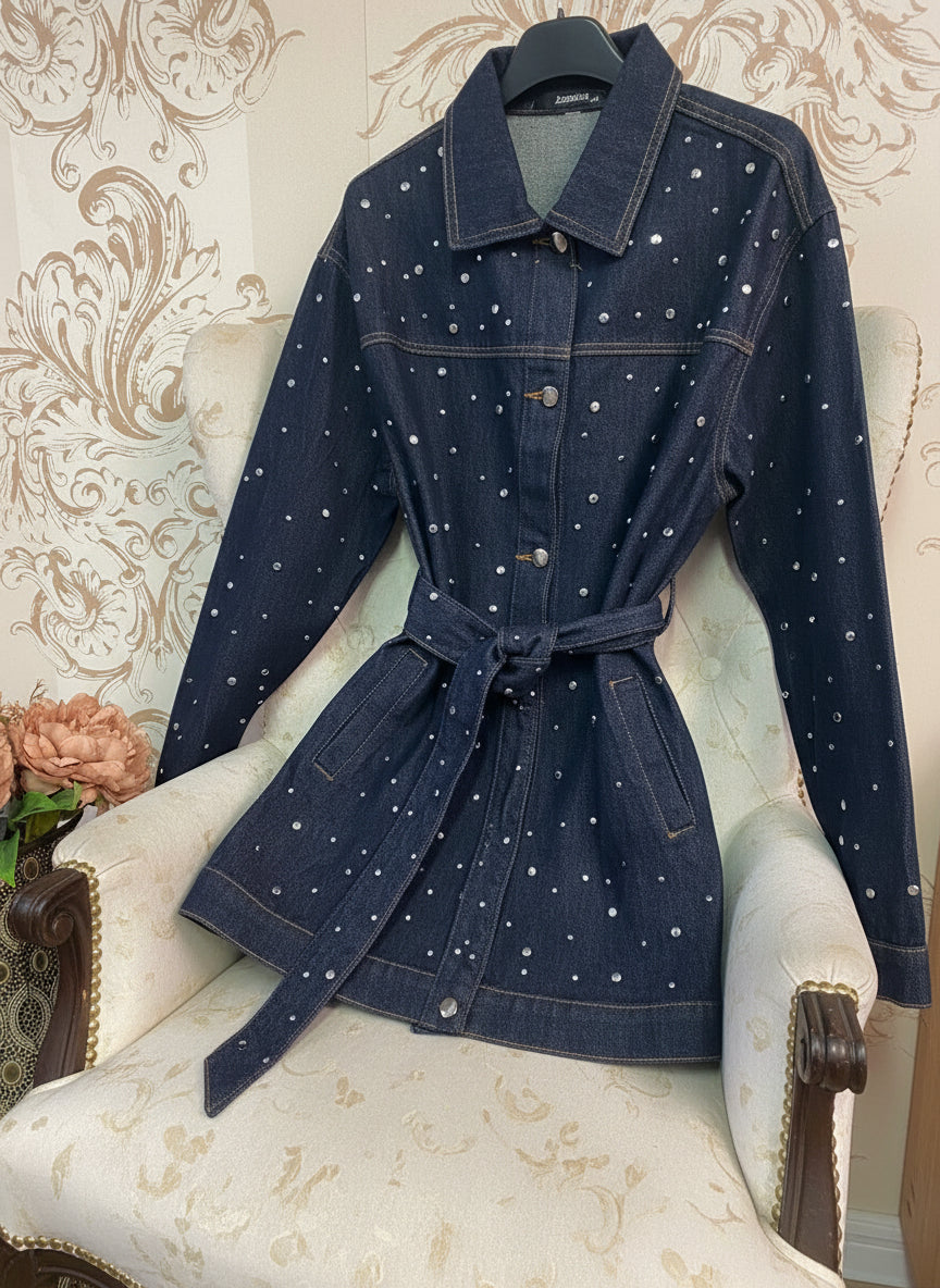 Giacca jeans con borchie