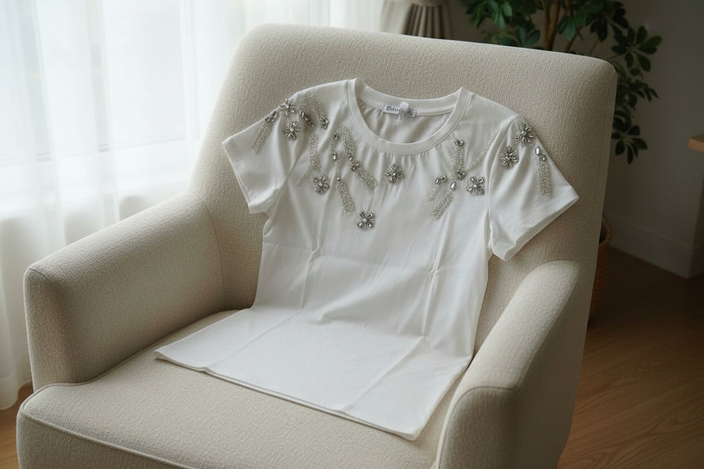 t-shirt bianca strass
