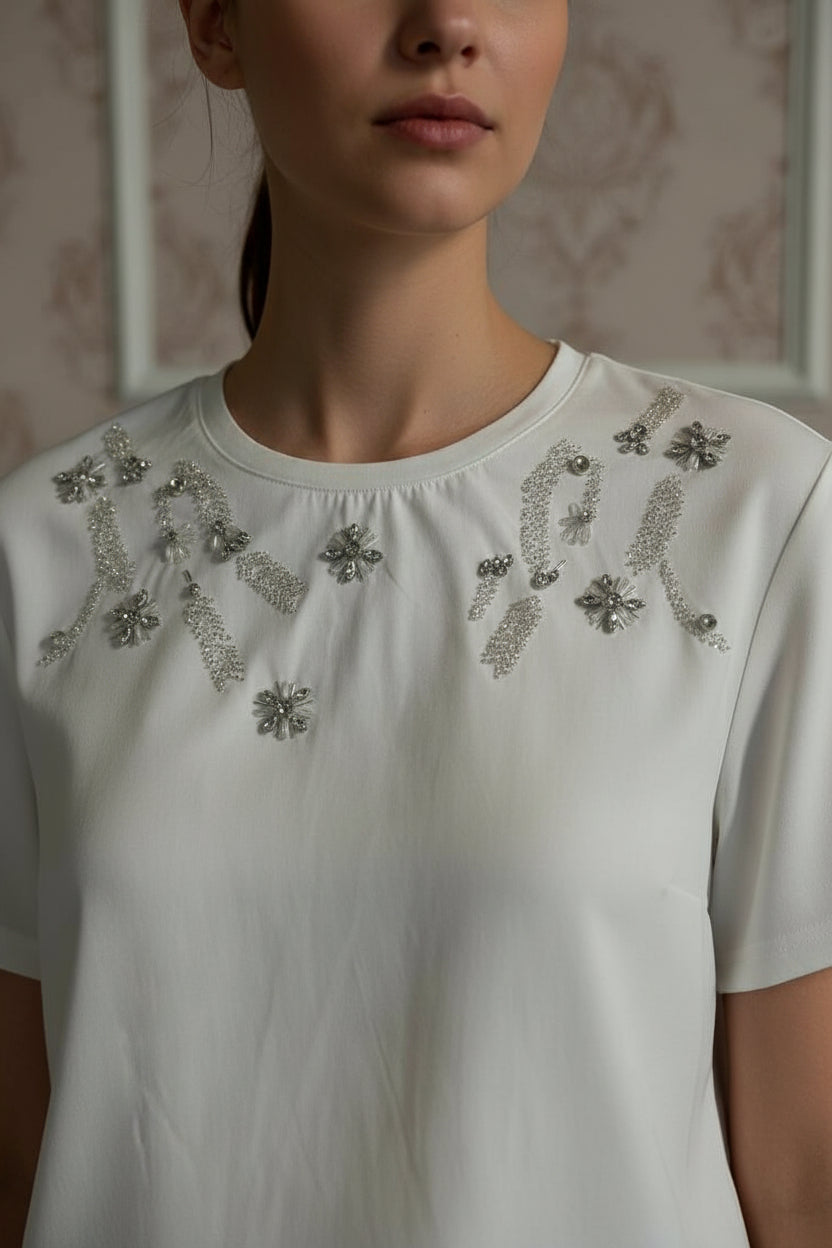 t-shirt bianca strass