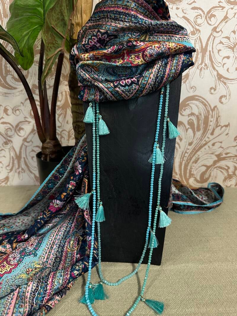 Collana cristallini nappine turchese