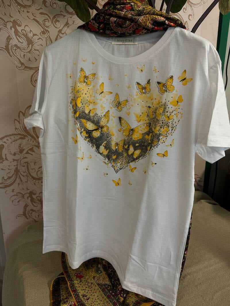 T-shirt stampa farfalle