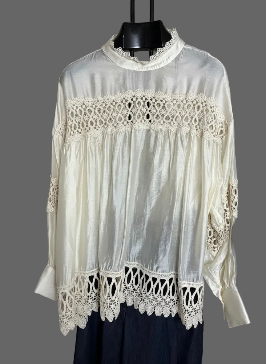 Camicia maniche lunghe pizzo