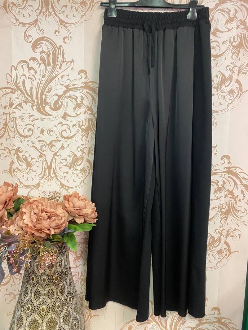 Pantalone largo raso-cotone