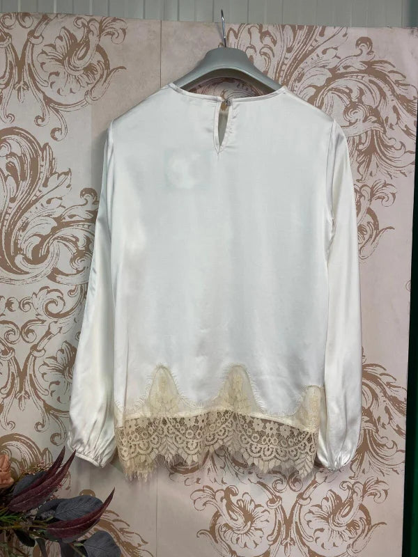 Blusa maniche lunghe pizzo