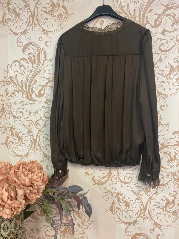 Blusa Marrone maniche lunghe — S/M