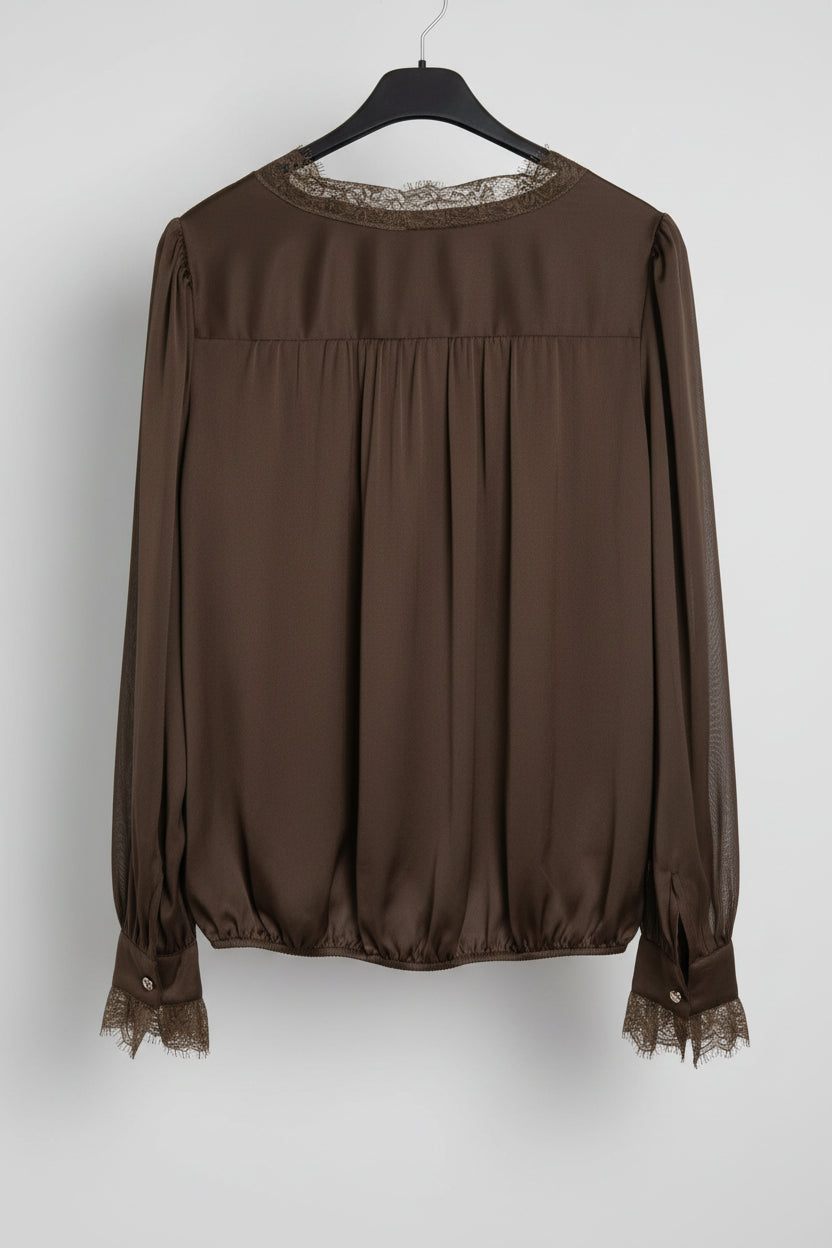 Blusa Marrone maniche lunghe — S/M