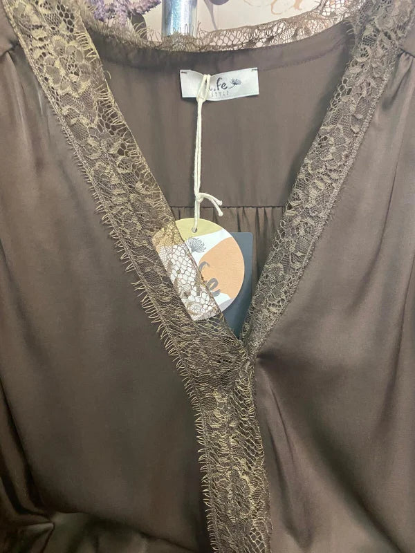 Blusa Marrone maniche lunghe — M/L