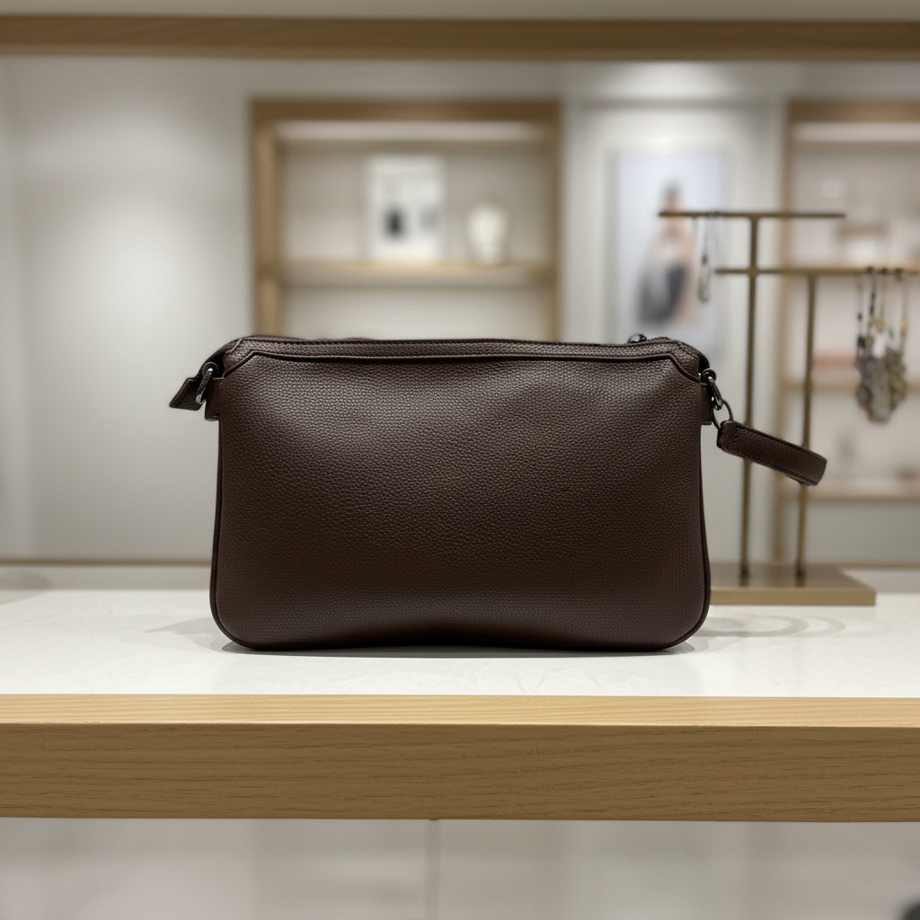 Borsa ecopelle marrone con frange