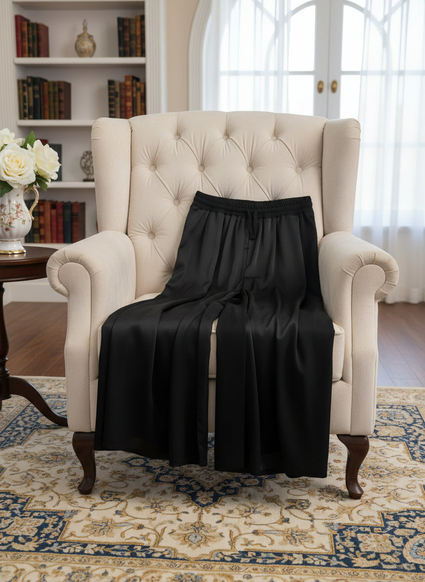 Pantalone largo raso-cotone