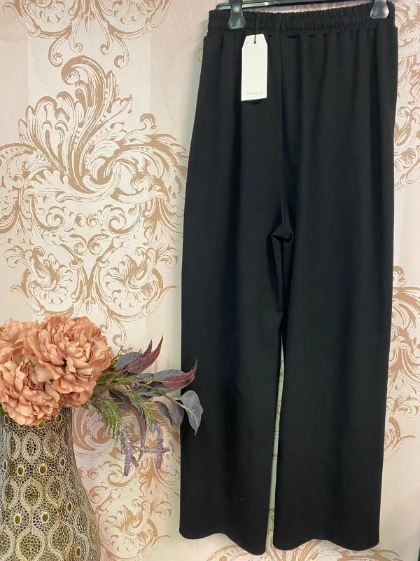 Pantalone largo raso-cotone