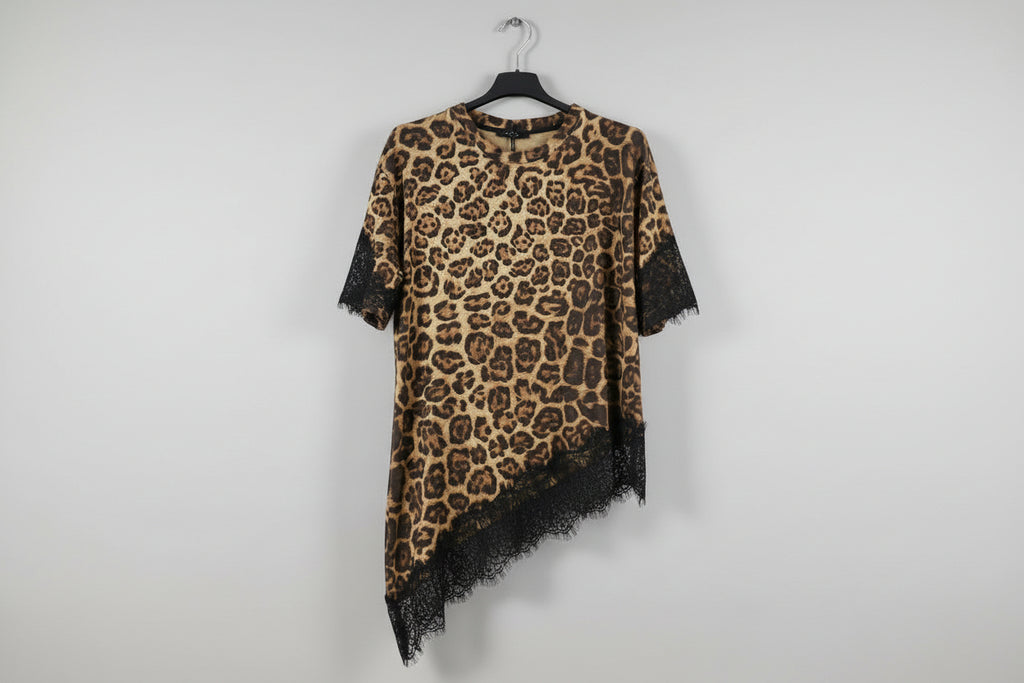 T-SHIRT MACULATA CON PIZZO