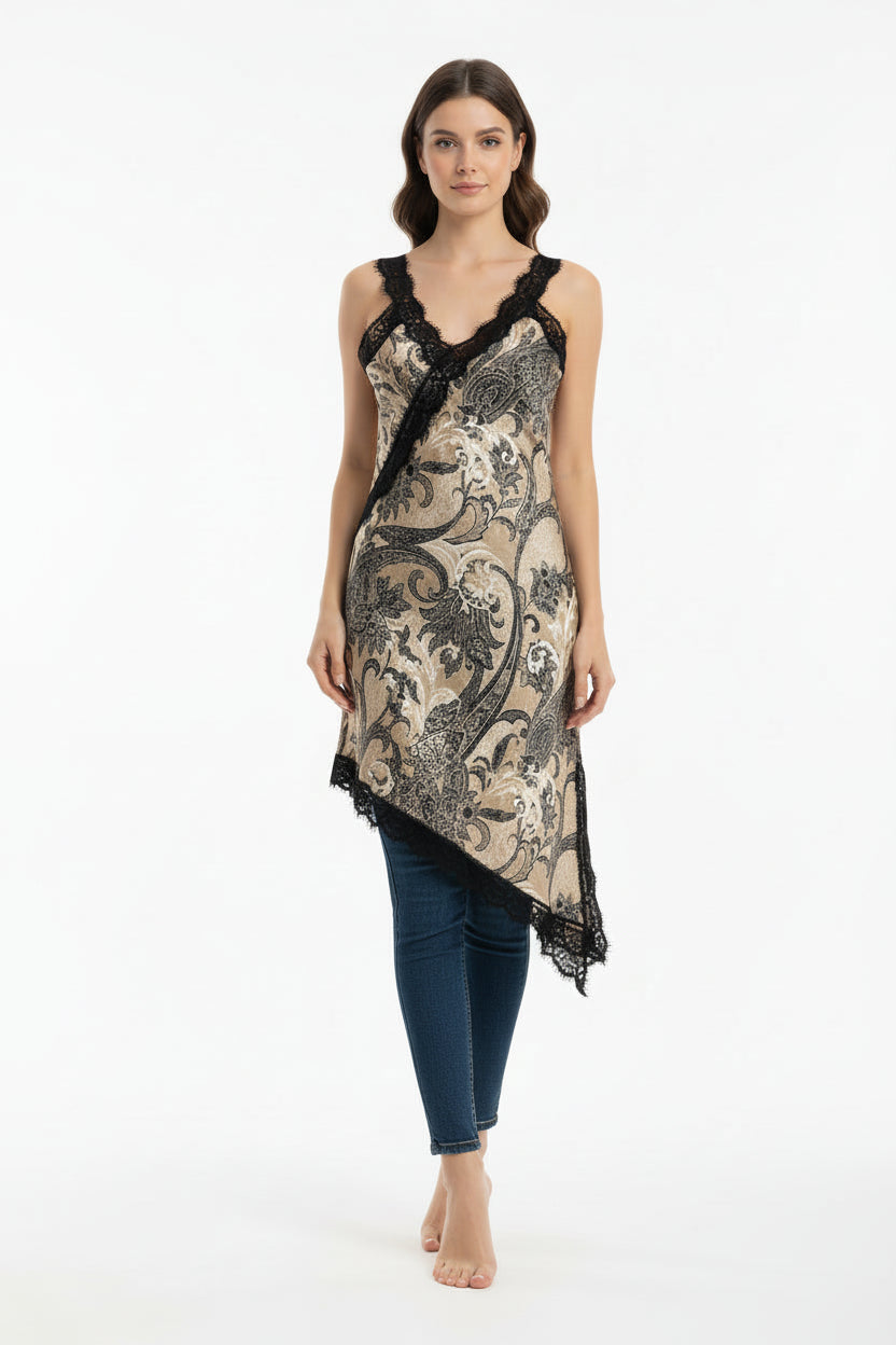 Vestito canotta lunga pizzo