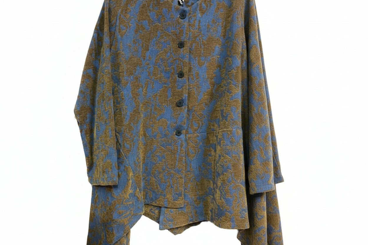 Giacca fantasia azzurro beige
