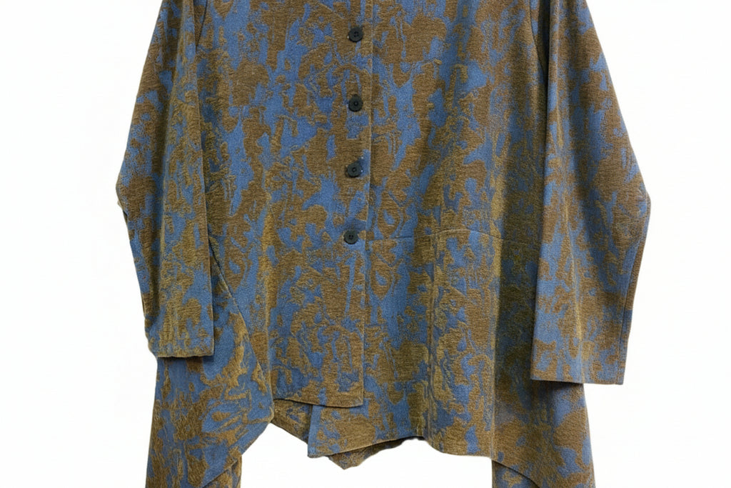 Giacca fantasia azzurro beige