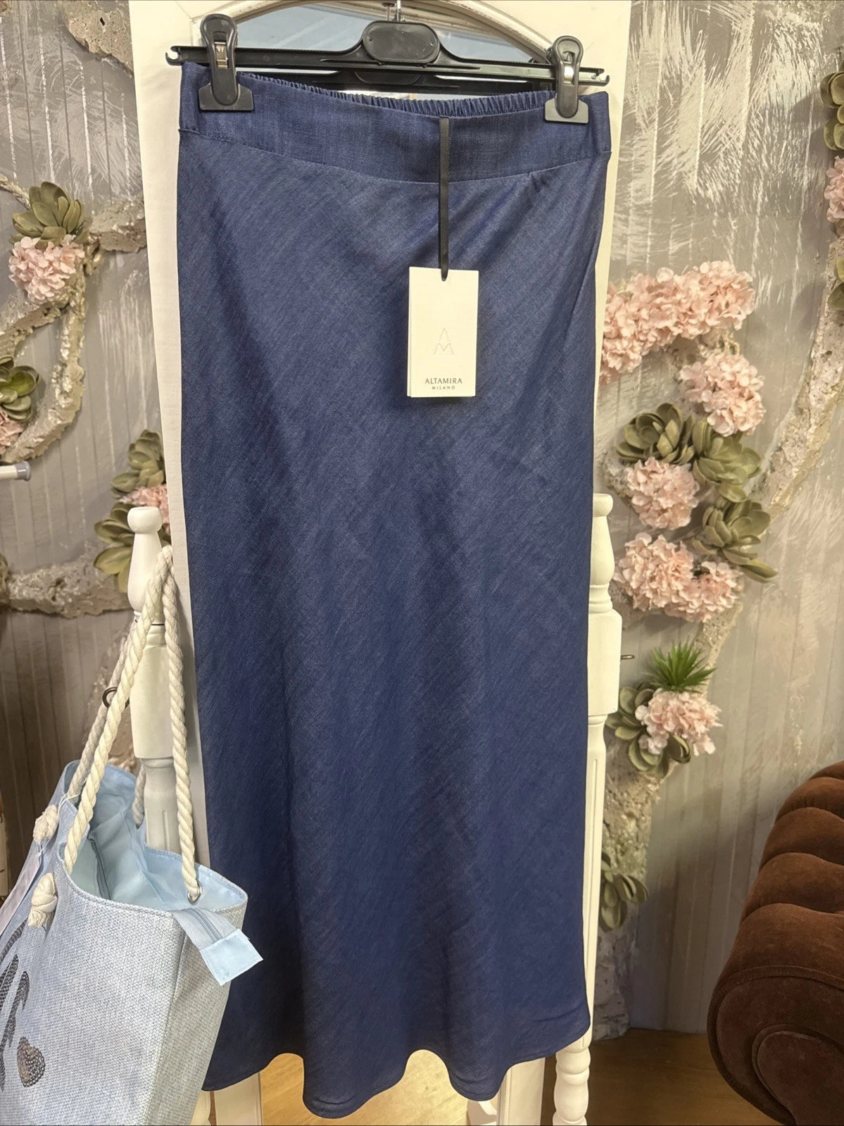 Gonna Lunga Jeans Leggero Svasata Altamira Milano