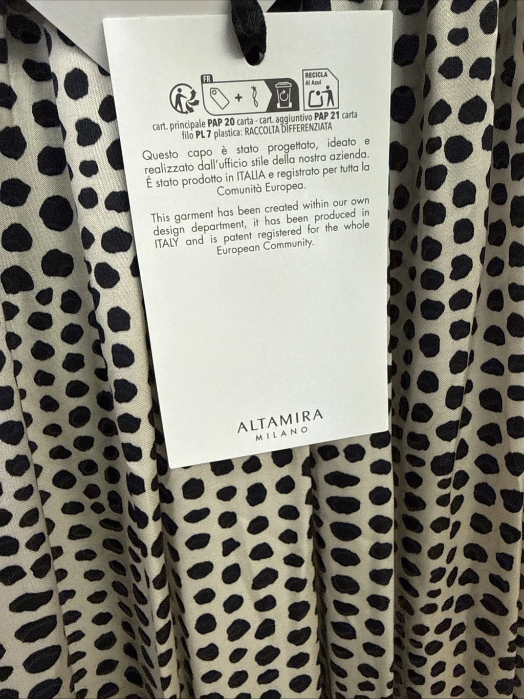 vestito donna lungo fantasia nero avorio Altamira Milano