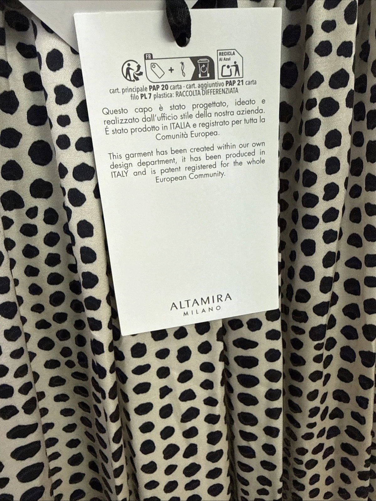 vestito donna lungo fantasia nero avorio Altamira Milano