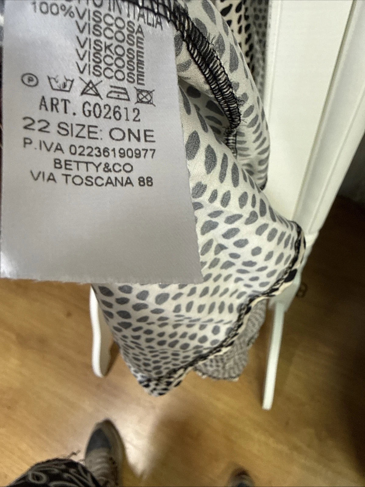 vestito donna lungo fantasia nero avorio Altamira Milano
