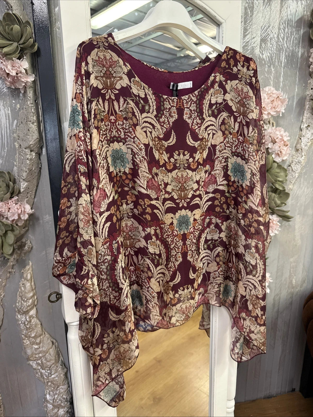 Blusa morbida seta e viscosa Fantasia Bordo