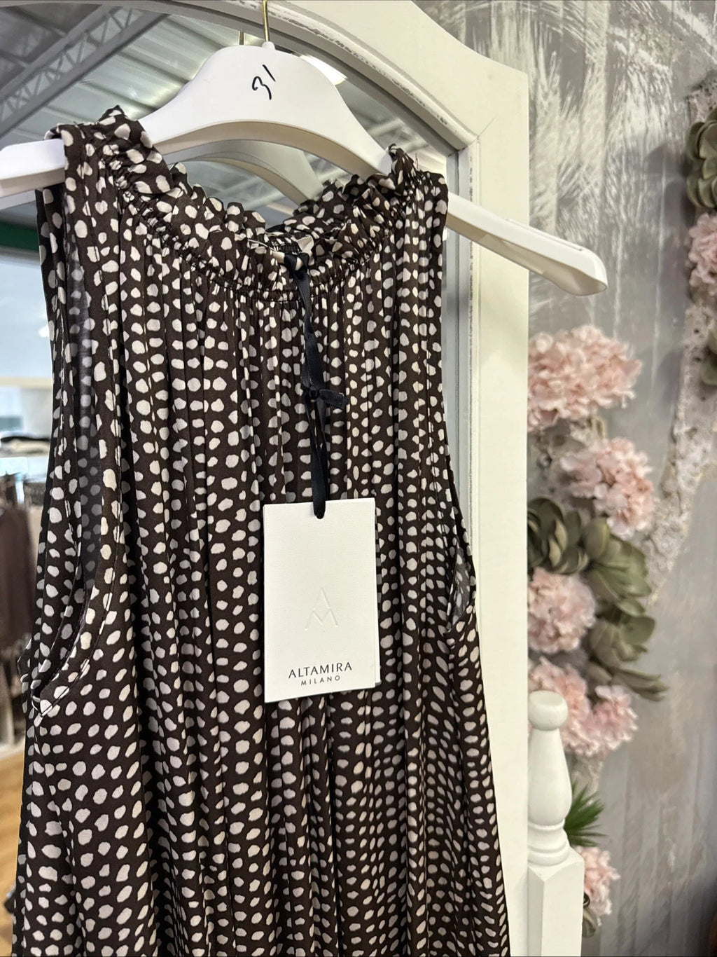 vestito donna lungo fantasia moka avorio Altamira Milano