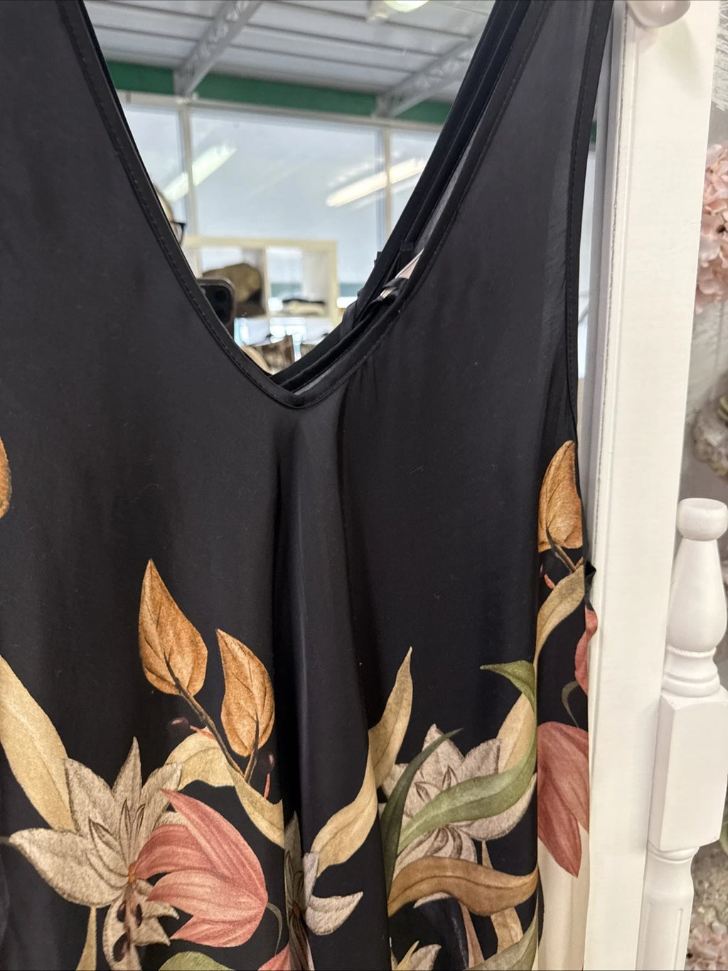 Vestito Lungo Fantasia floreale nero e bianco