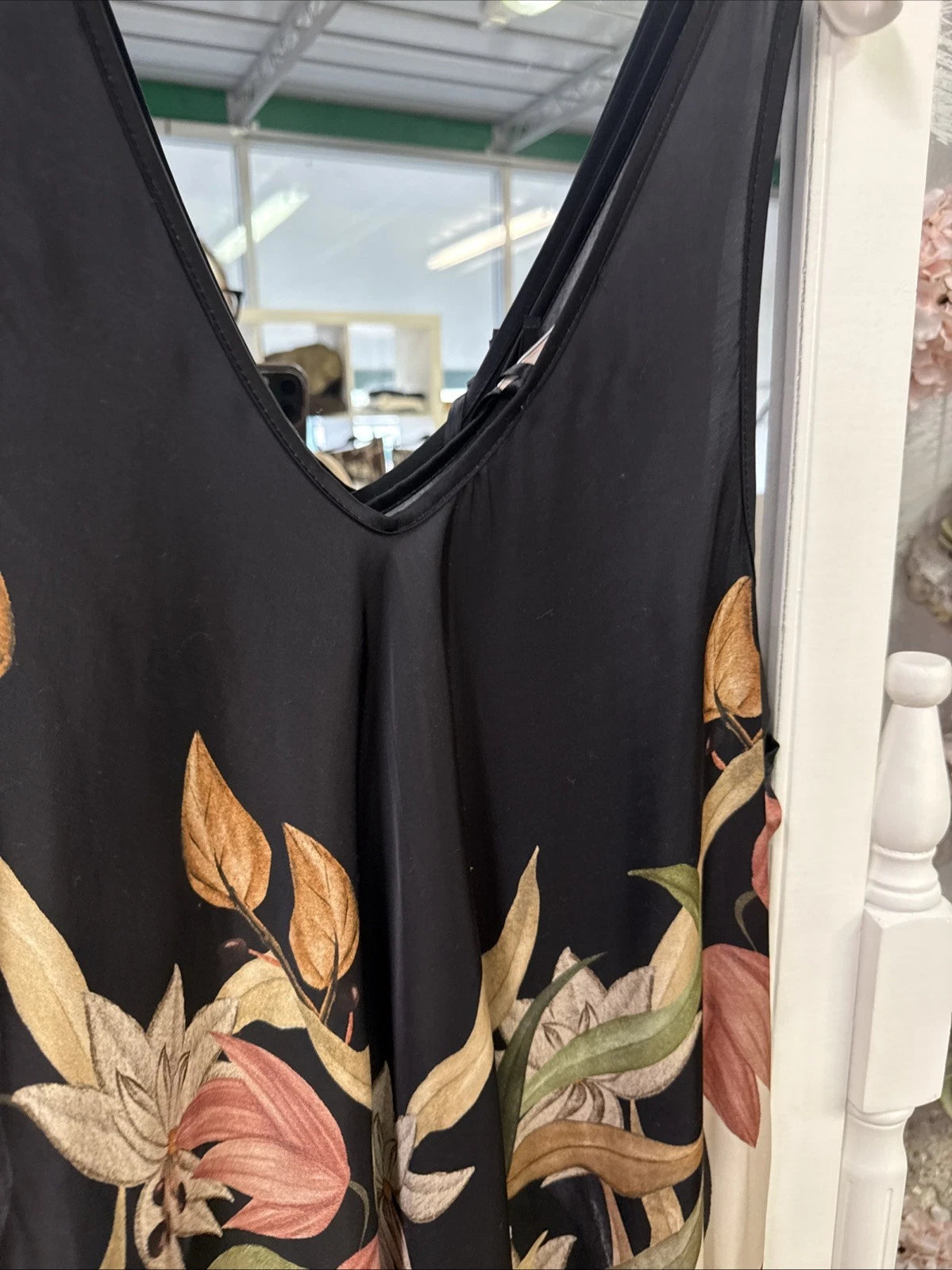 Vestito Lungo Fantasia floreale nero e bianco