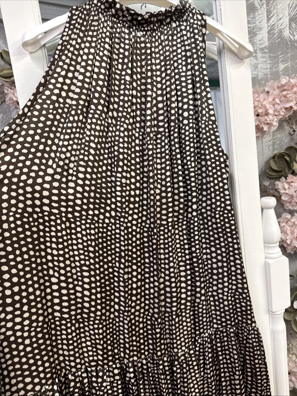 vestito donna lungo fantasia moka avorio Altamira Milano