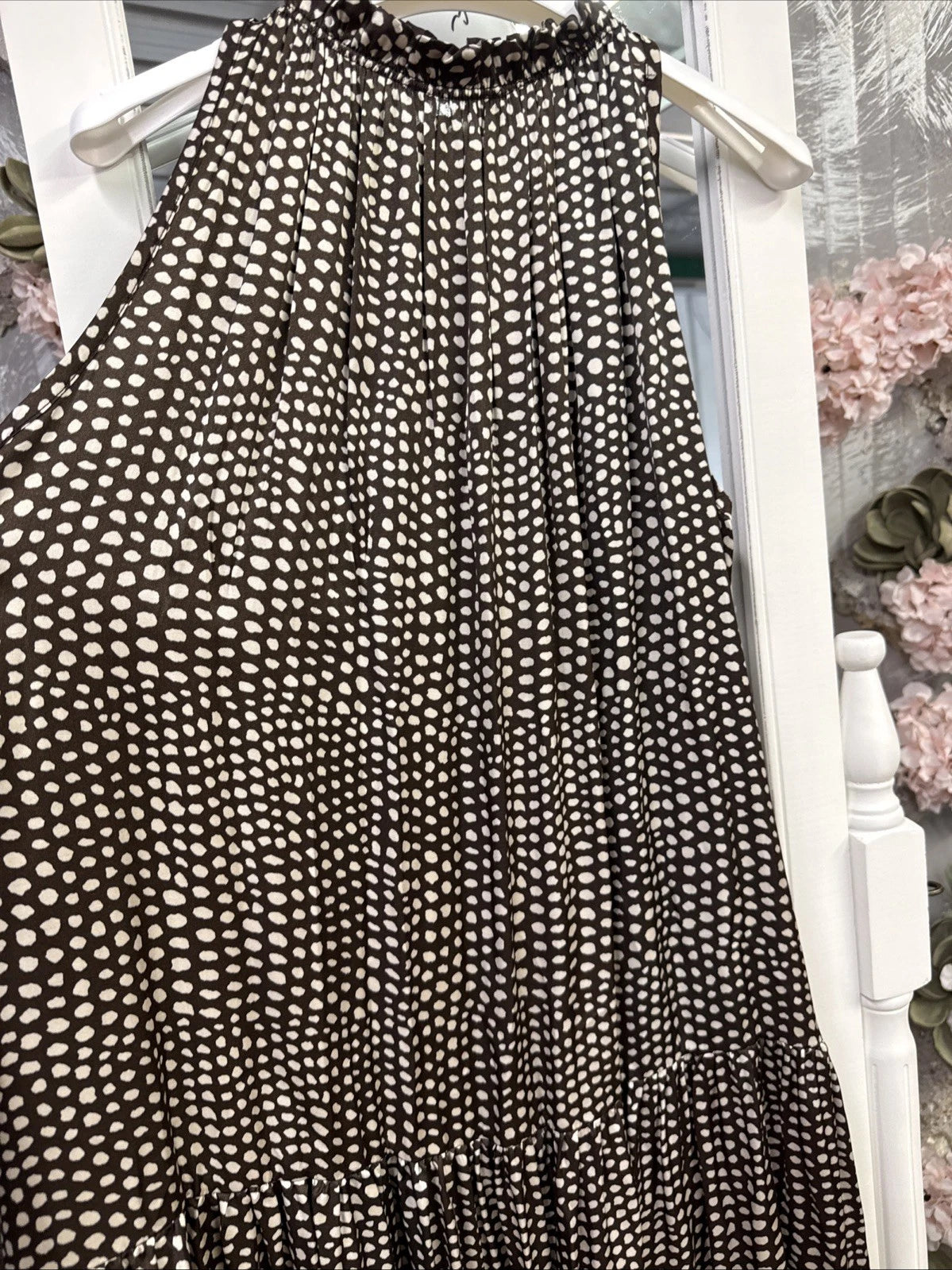 vestito donna lungo fantasia moka avorio Altamira Milano