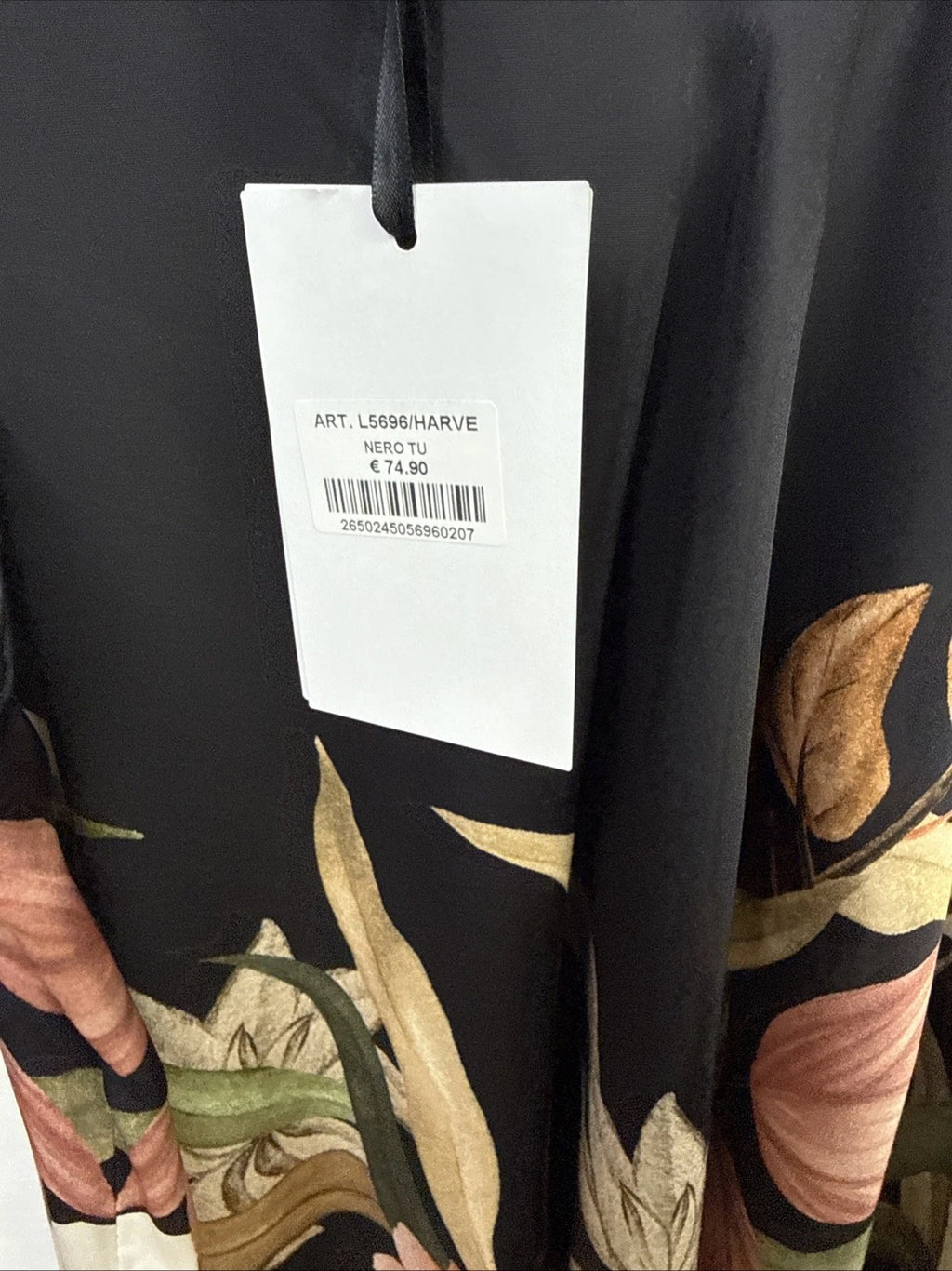 Vestito Lungo Fantasia floreale nero e bianco