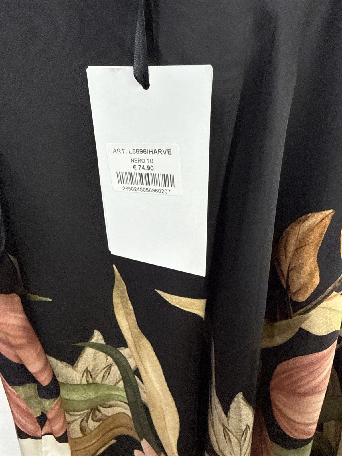 Vestito Lungo Fantasia floreale nero e bianco