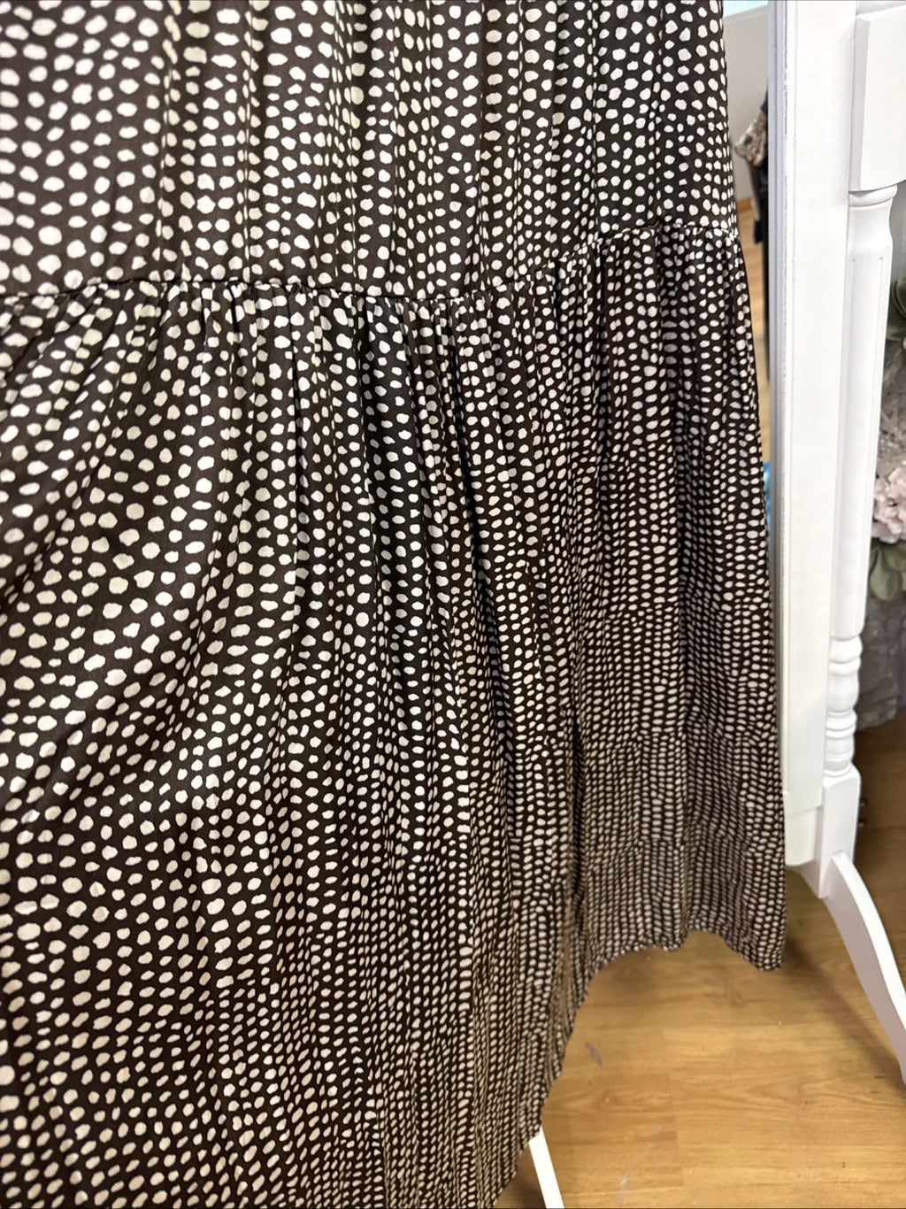 vestito donna lungo fantasia moka avorio Altamira Milano