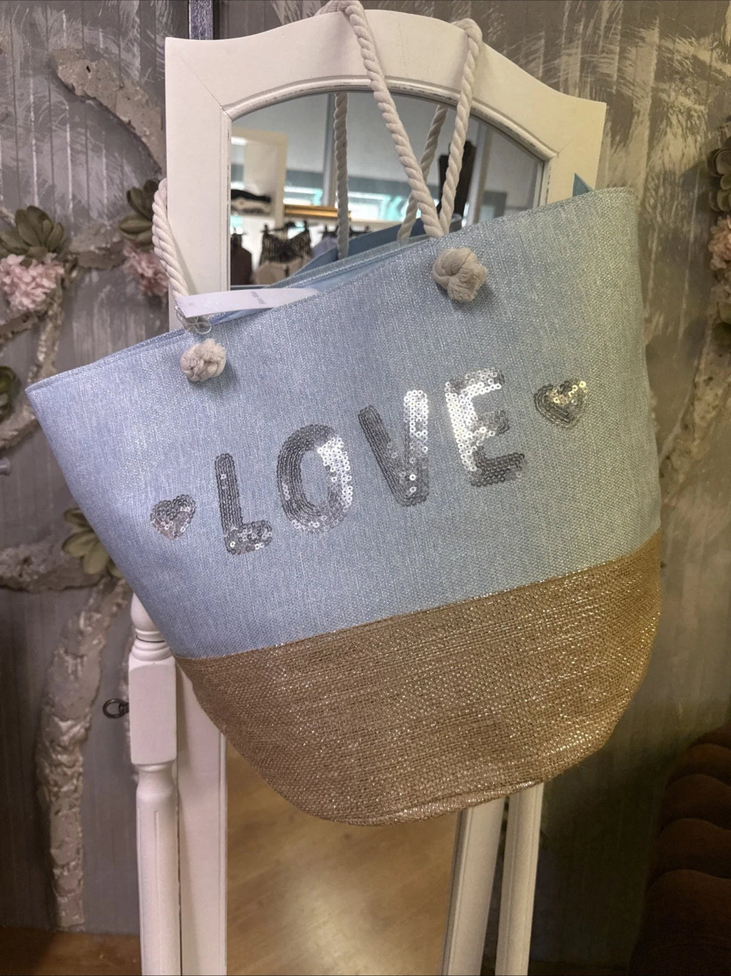 Borsa spiaggia shopping estate Cotone scritta Love Alex Max