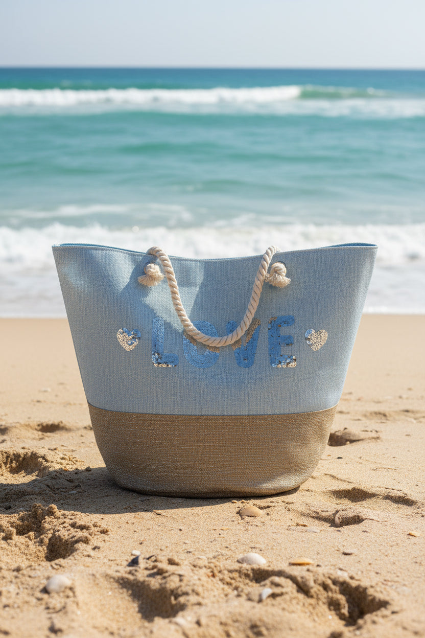Borsa spiaggia shopping estate Cotone scritta Love Alex Max